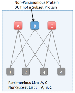 Non-parsimonious non-subset protein